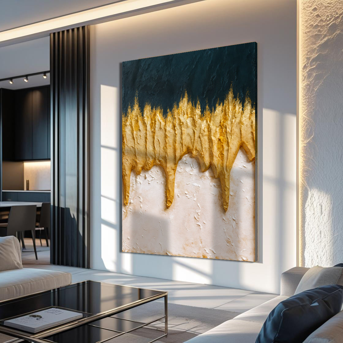 Azure & Gold Abstract Wall Art
