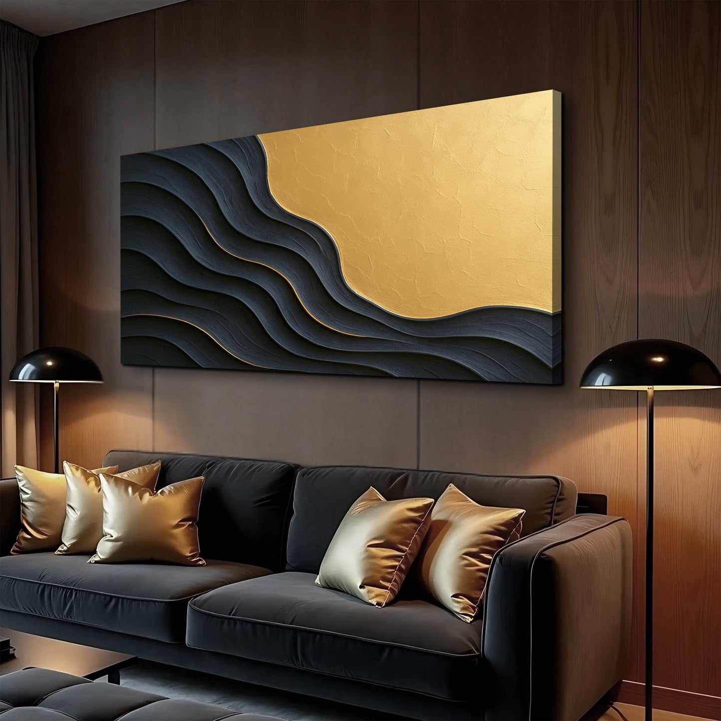 Form No. XII — Black & Gold Wall Art