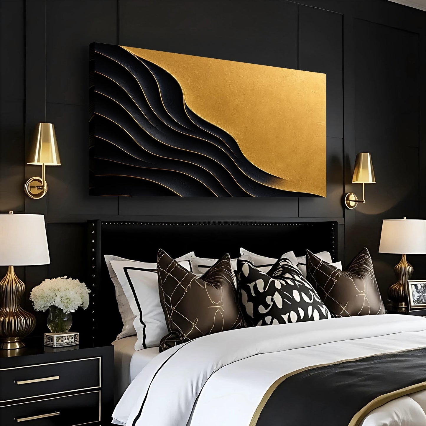 Abstract Noir & Gold XI Wall Art