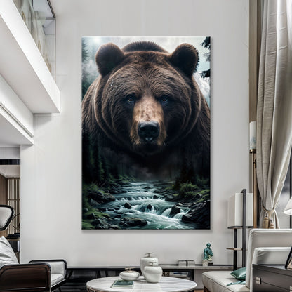 Grizzly Double Exposure Study Wall Art