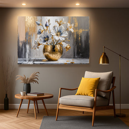 Gilded Magnolia Bloom Abstract Art