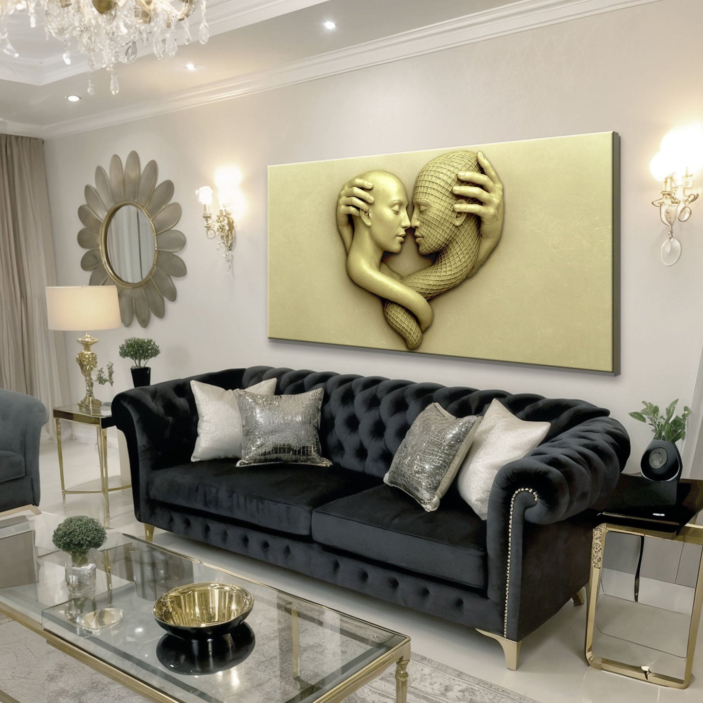 Abstract Lovers: A Study in Devotion Wall Art