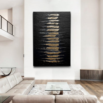 Gilded Linework on Black Wall Art