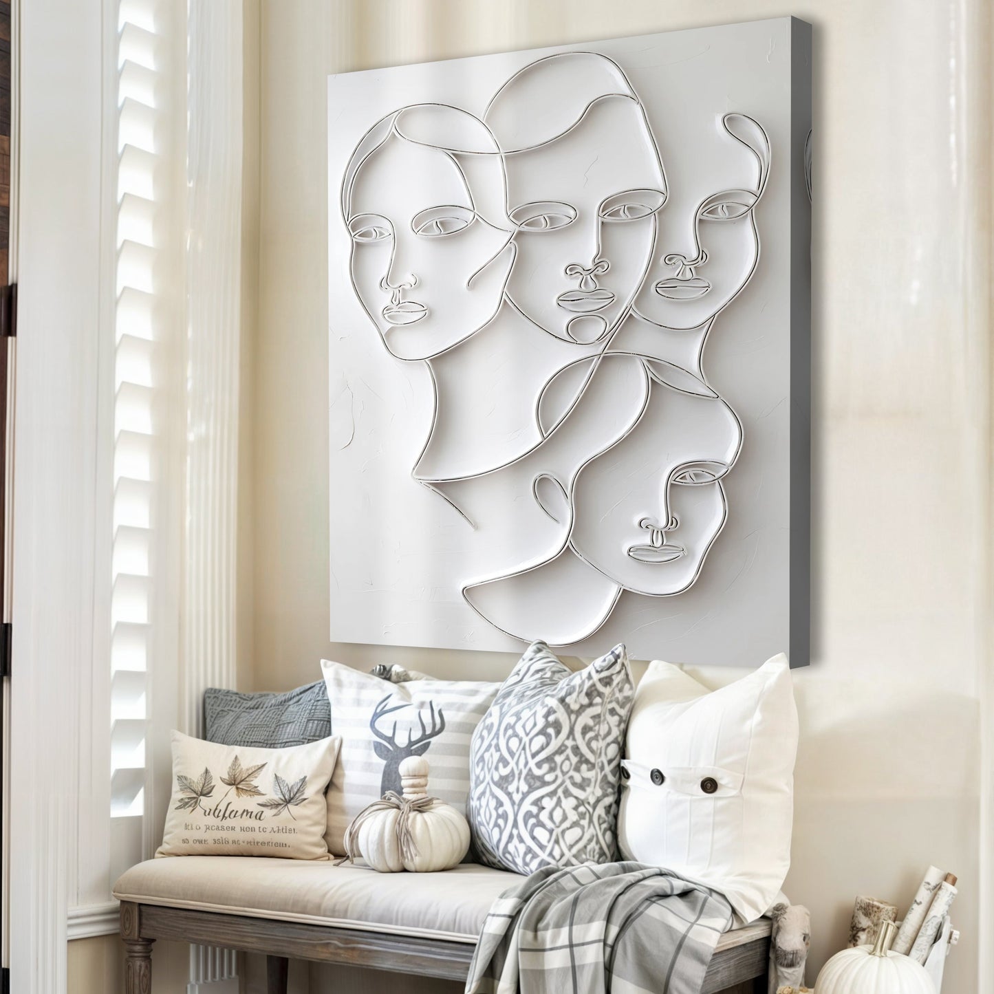 3D Abstract Faces Composition Wall Art