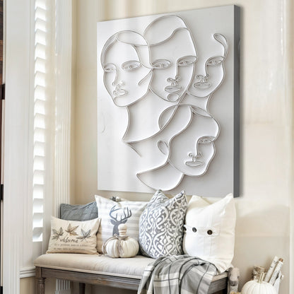 3D Abstract Faces Composition Wall Art