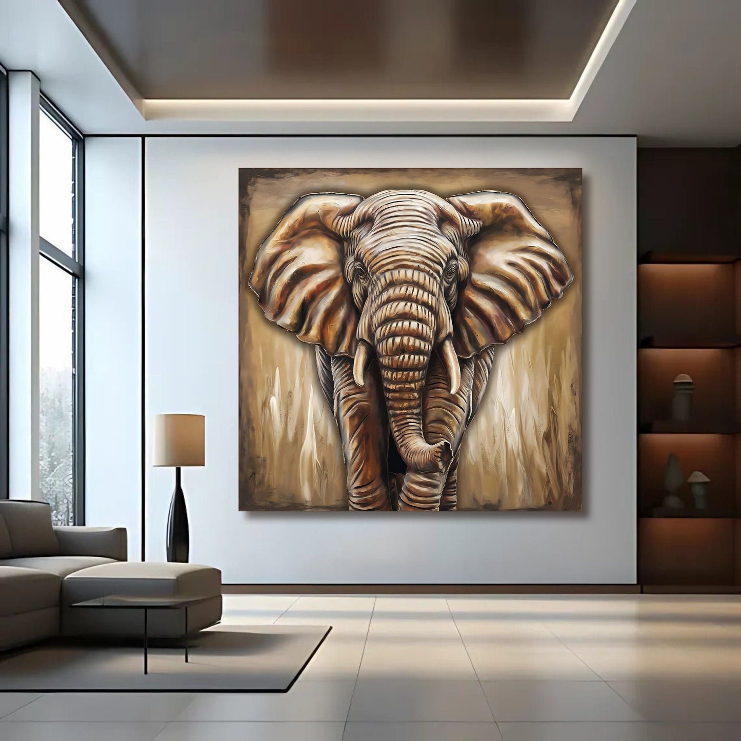 Elephant Silhouette in 3D Wall Art