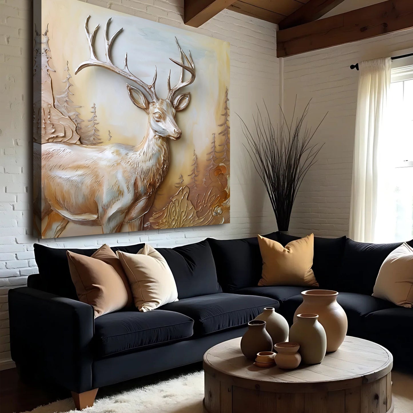 3D Deer Sculpture Panel