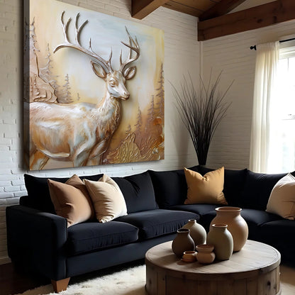 3D Deer Sculpture Panel