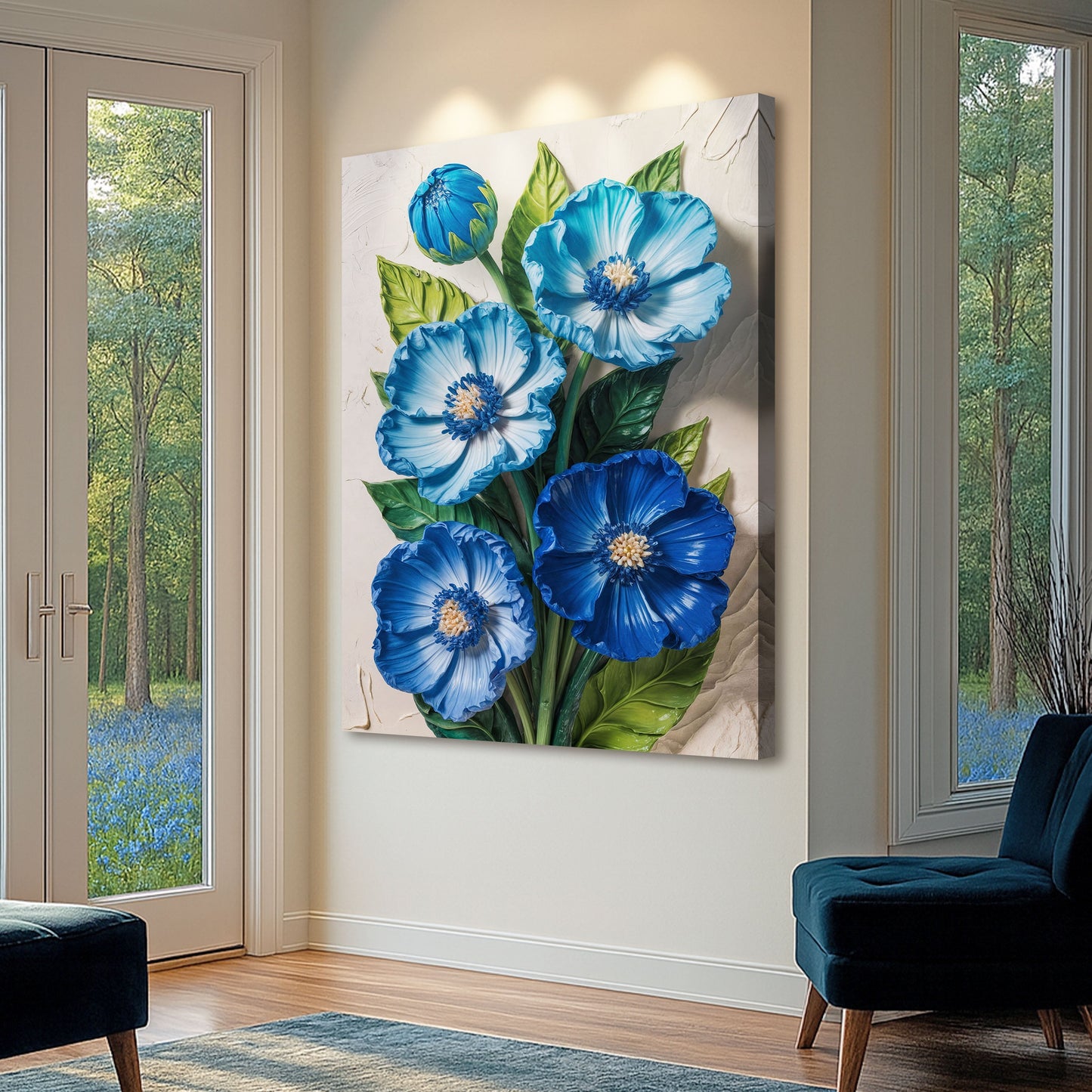 Blue Petal Symphony Wall Art