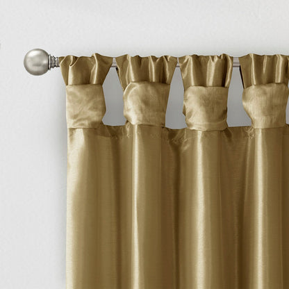 Twist Tab Lined Window Curtain Panel - Bronze