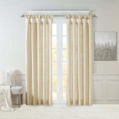 Twist Tab Lined Window Curtain Panel Champagne