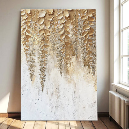 Cascading Gold Wisteria Wall Art