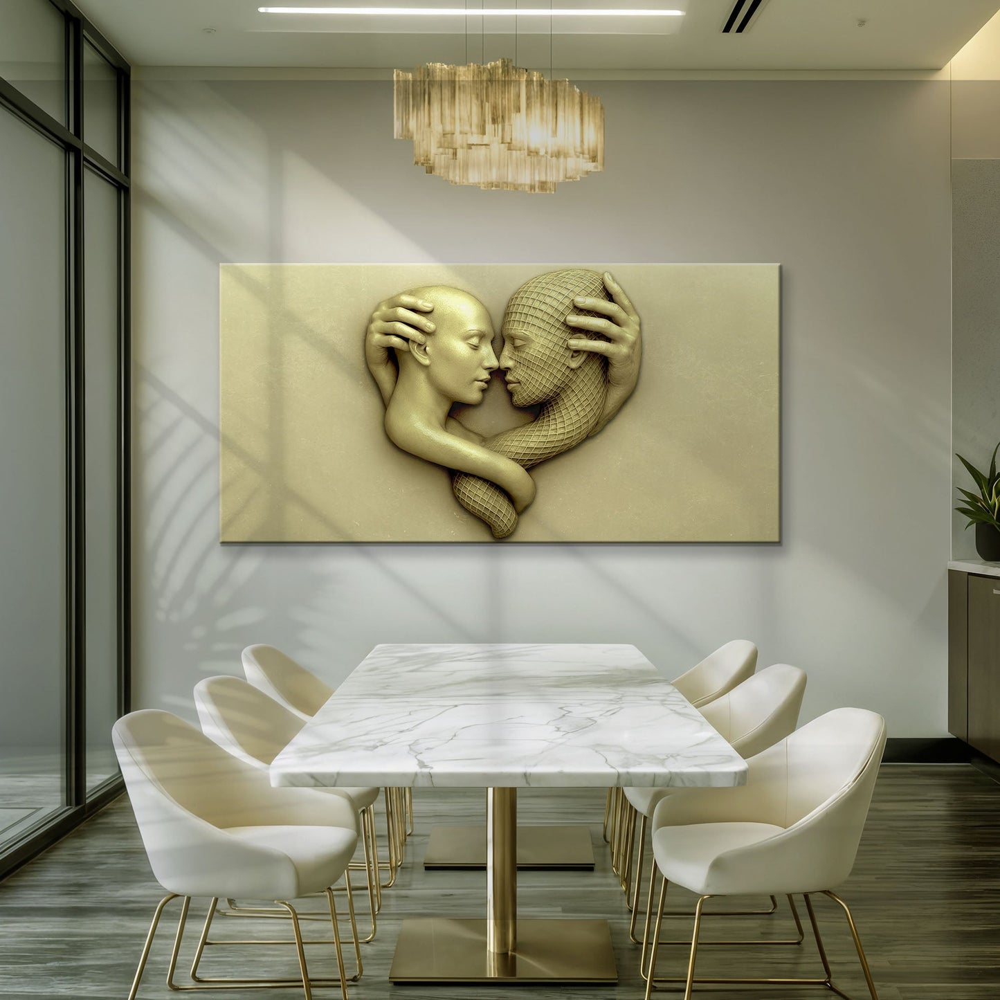 Abstract Lovers: A Study in Devotion Wall Art