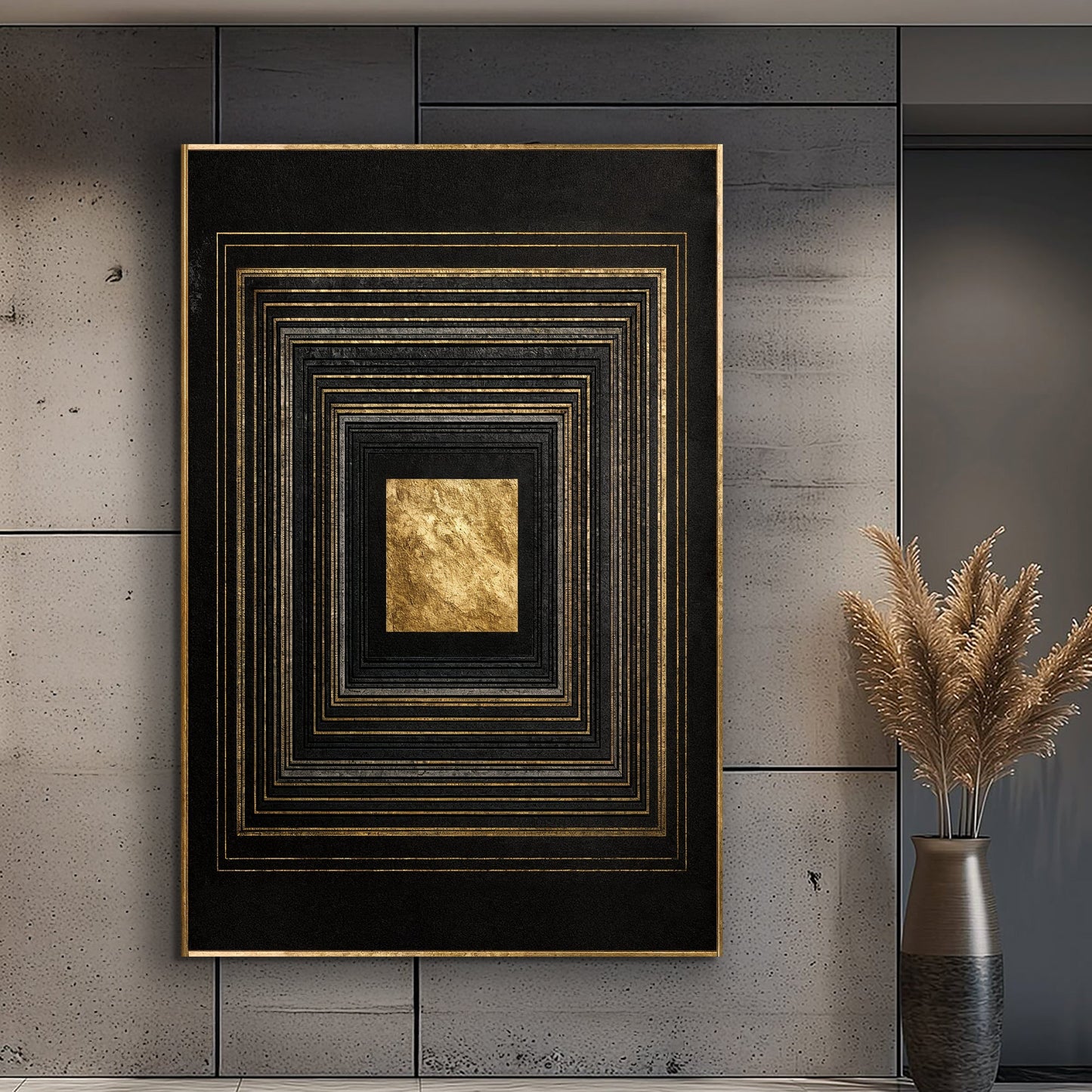 Gold Pulse on Black Wall Art