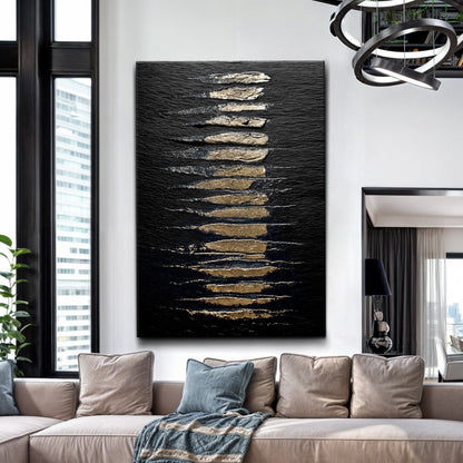 Gilded Linework on Black Wall Art
