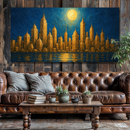 Impasto Golden Skyline Wall Art