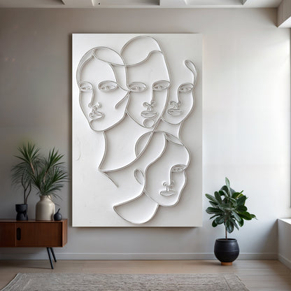 3D Abstract Faces Composition Wall Art