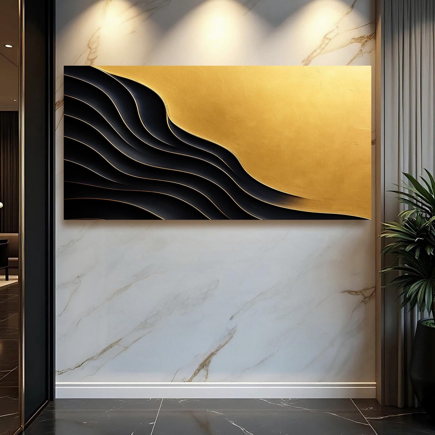 Abstract Noir & Gold XI Wall Art