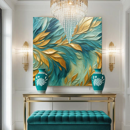 Frosted Gold and Blue Composition Wall Art