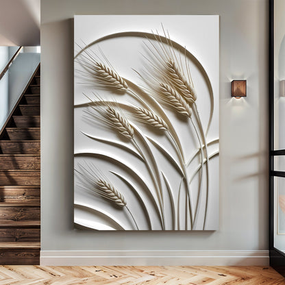 3D Wheat Relief Sculpture Wall Art