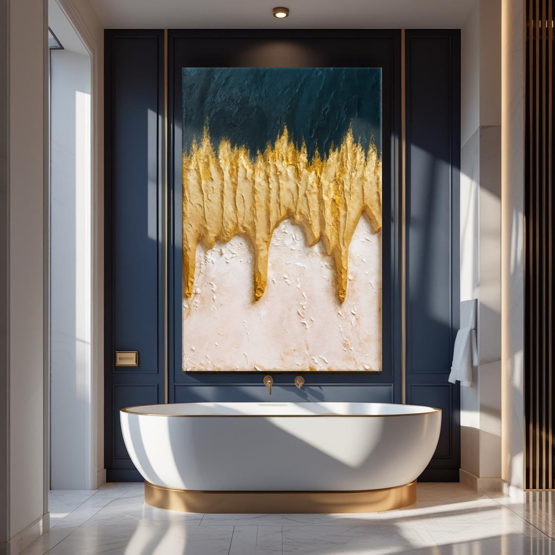 Azure & Gold Abstract Wall Art