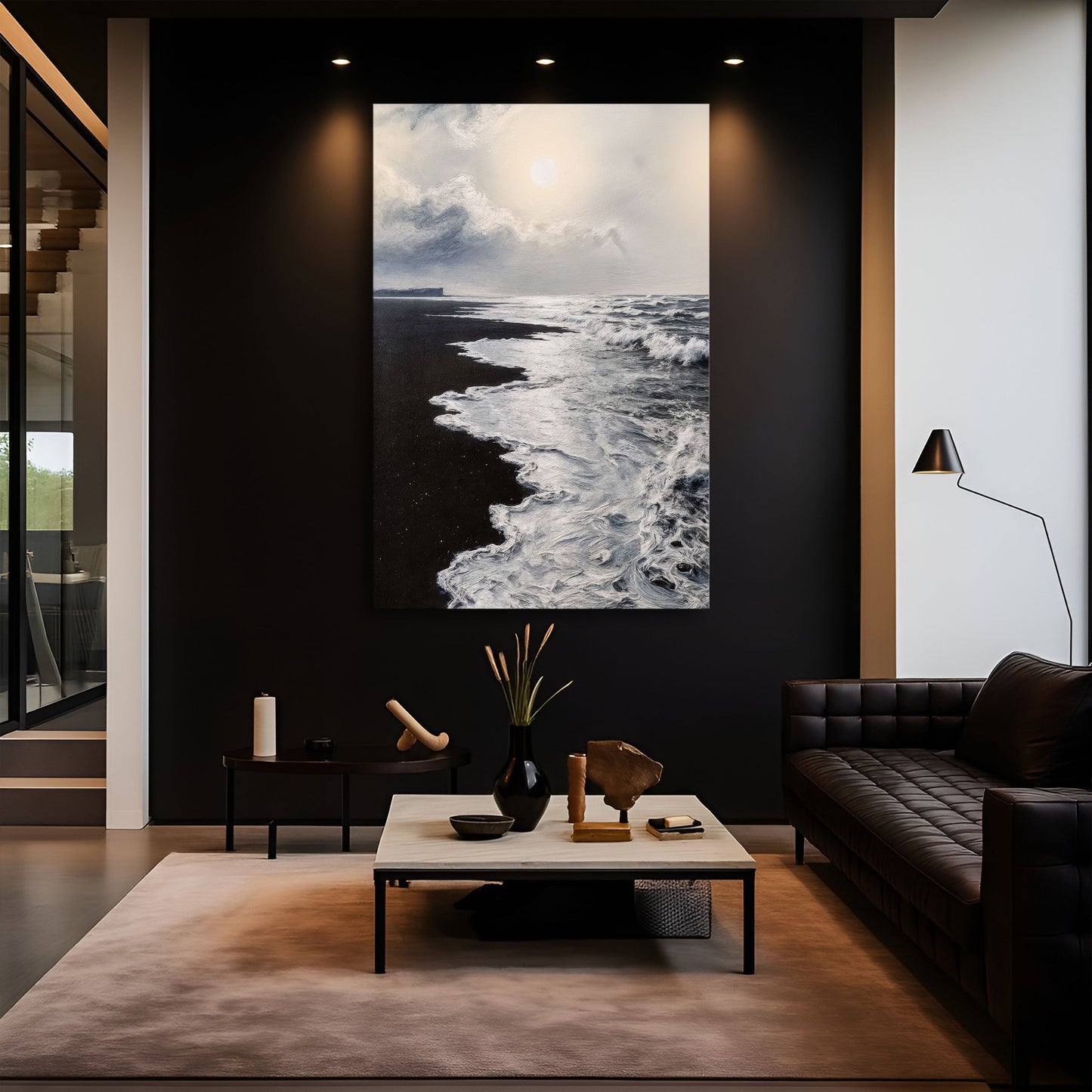 Monochrome Wave Abstract Wall Art
