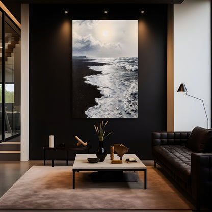 Monochrome Wave Abstract Wall Art