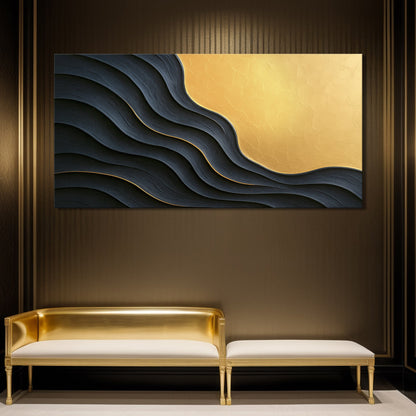 Form No. XII — Black & Gold Wall Art