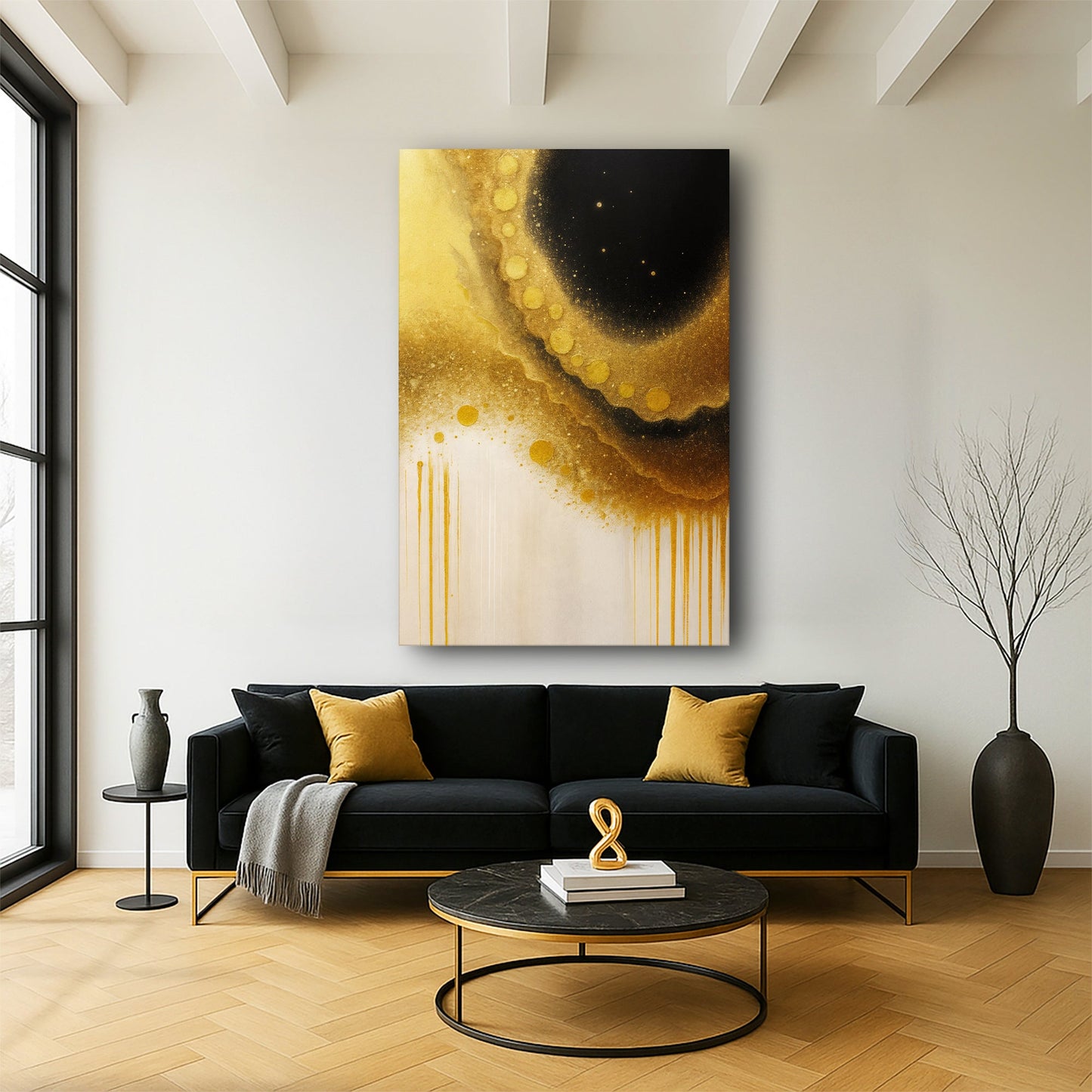 Gilded Noir Abstraction Wall Art