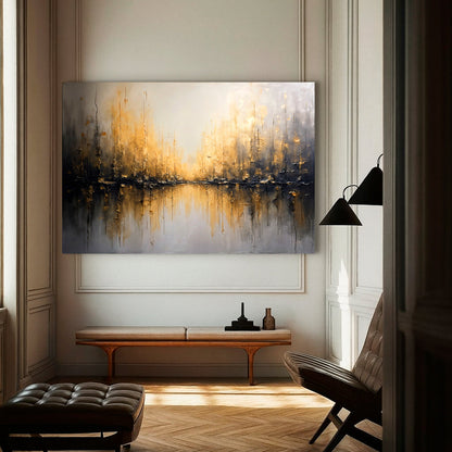 Luminous Gold Reflections Wall Art