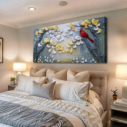 Crimson Wing & Gilded Petal Form Wall Art