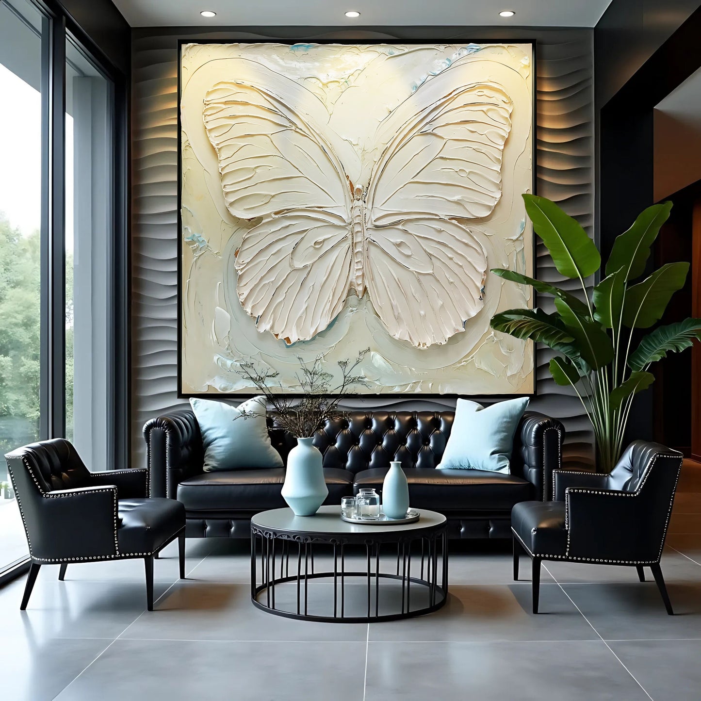 3D White Butterfly Sculpture Panel Wall Art