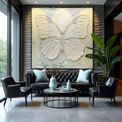 3D White Butterfly Sculpture Panel Wall Art