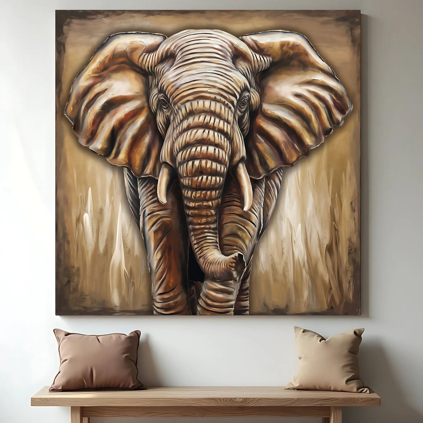 Elephant Silhouette in 3D Wall Art