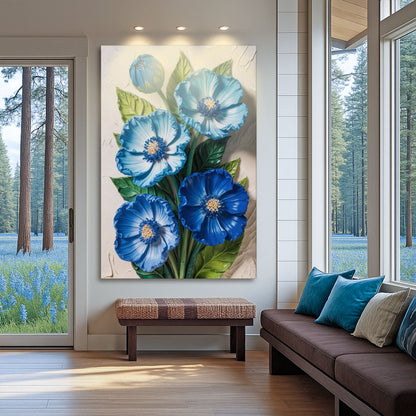 Blue Petal Symphony Wall Art
