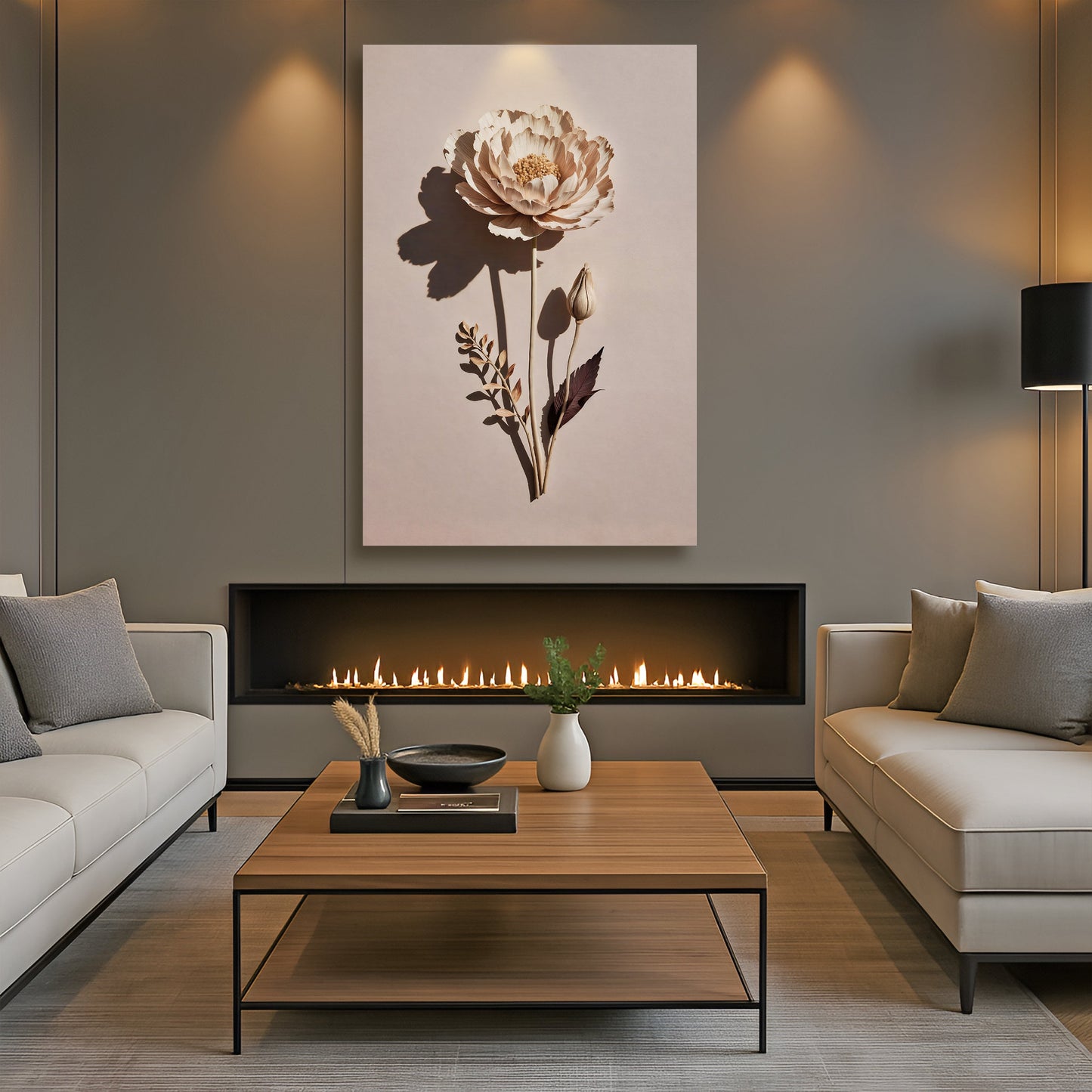 Solitary Flower Outline Wall Art