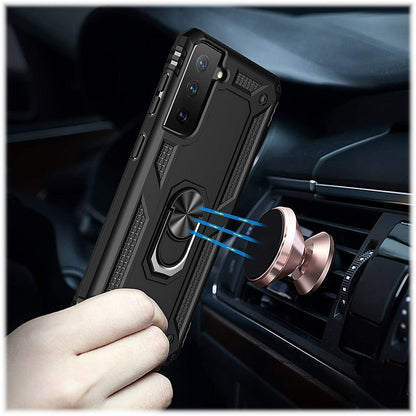 Black Military Kickstand Series Case - Samsung Galaxy S21 FE 5G