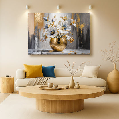 Gilded Magnolia Bloom Abstract Art