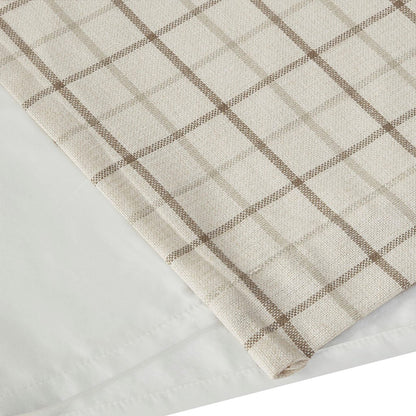 Plaid Faux Leather Tab Top Curtain Panel with Fleece Lining