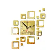 DIY 3D Square Wall Clock with Mirror Stickers