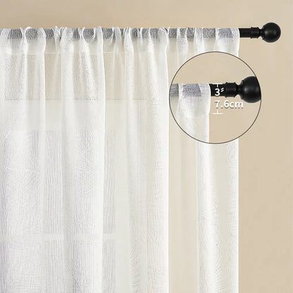 Amazon Cross-Border Sheer White Curtains with Leaf Pattern