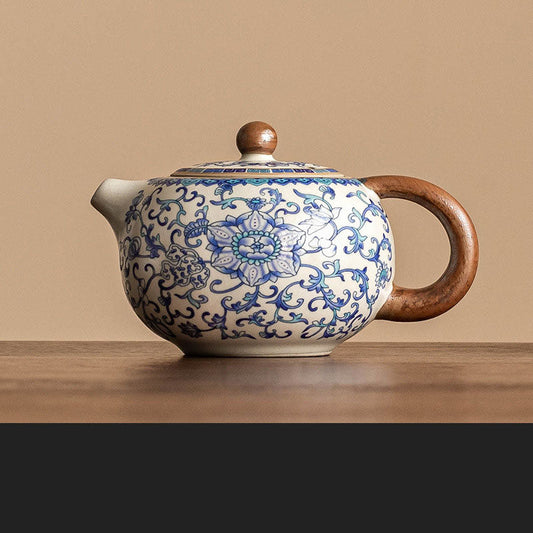 Kung Fu tea set blue and white lotus tea pot fair cup tea can ceramic lid bowl