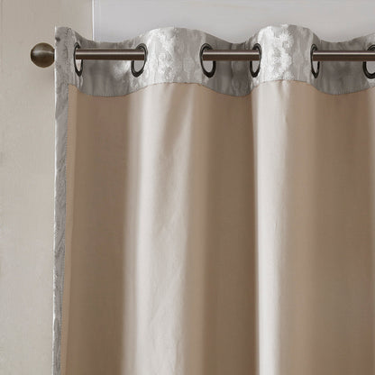 Knitted Jacquard Damask Total Blackout Grommet Top Curtain Panel