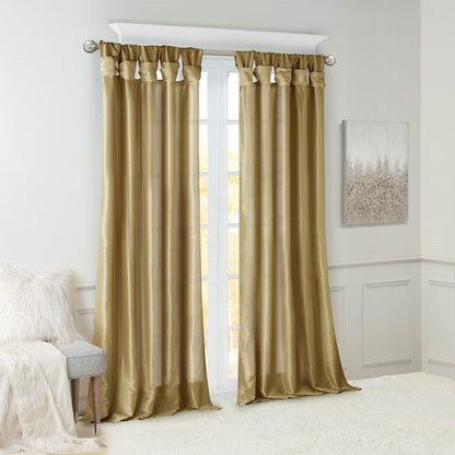 Twist Tab Lined Window Curtain Panel Bronze 50x84