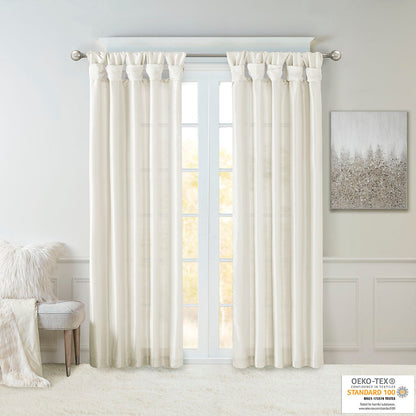 Twist Tab Lined Window Curtain Panel White 50x84
