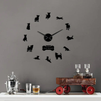 Large 3D Acrylic Dog Wall Clock for Living Room