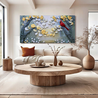 Crimson Wing & Gilded Petal Form Wall Art