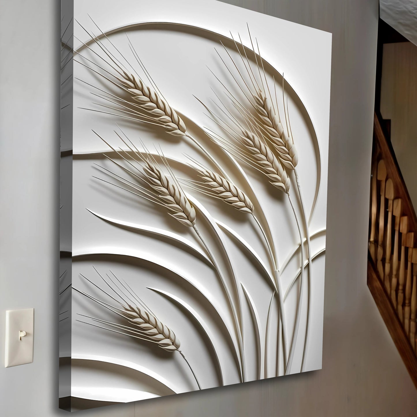 3D Wheat Relief Sculpture Wall Art