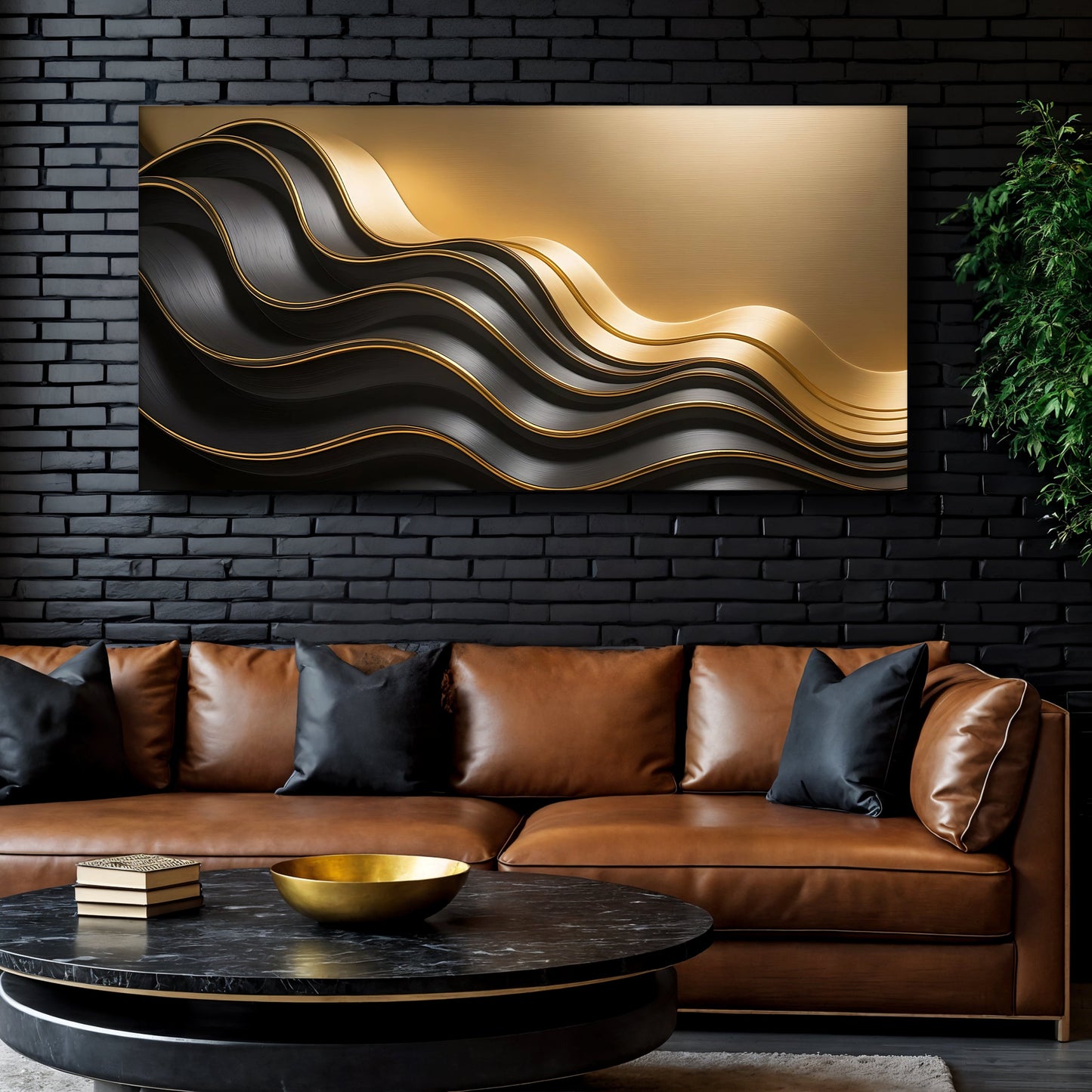 Abstract Noir & Gold IV Wall Art