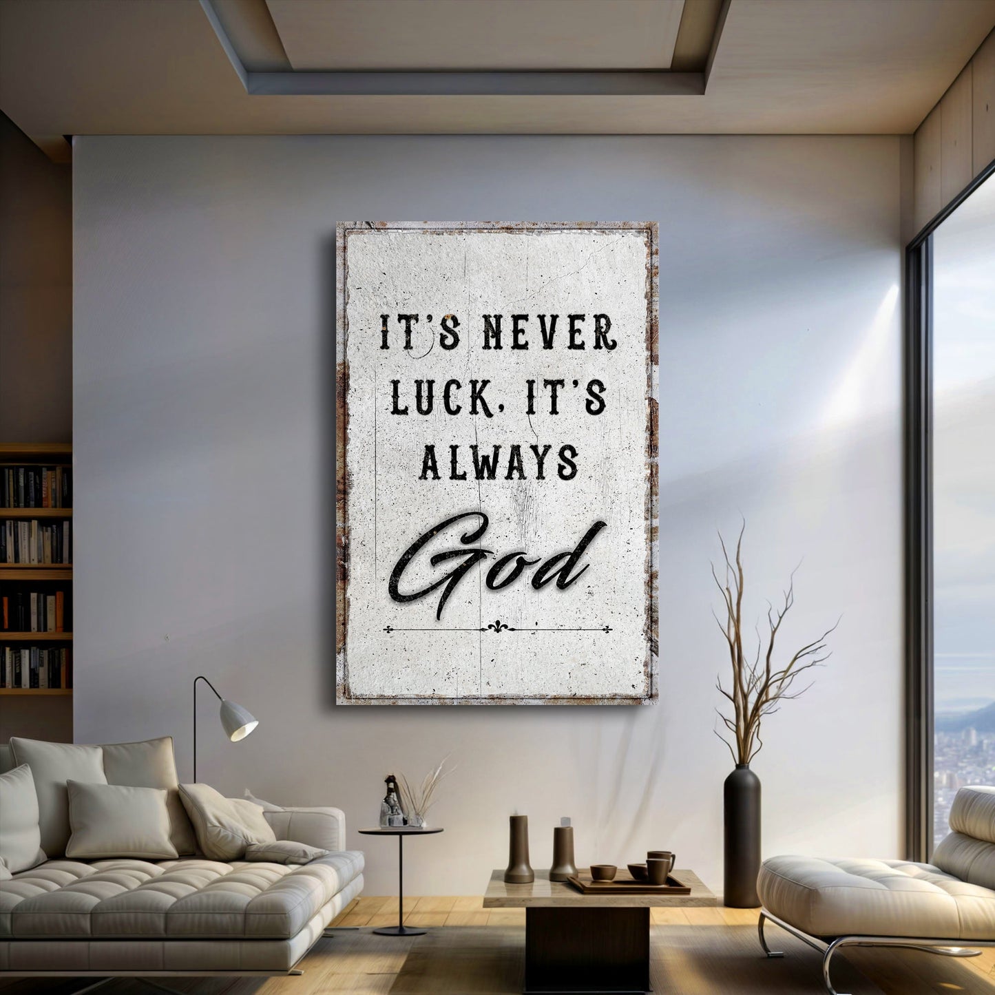 Never Luck, Always God — Faith Wall Sign